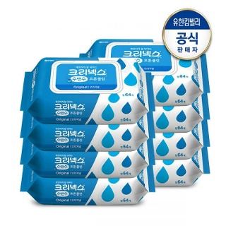 크리넥스 수앤수 코튼 오리지널 캡 물티슈 64매x8팩
