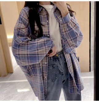 헬로밀자 봄 여름 가을 겨울 여성 루즈핏 오버핏 여자 체크셔츠 롱남방