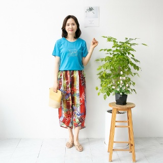 엄마옷머마소 아사나염7부 꽃무늬 넉넉한 쿨 고무줄팬츠 할머니옷 파자마 홈웨어 빅사이즈 몸빼