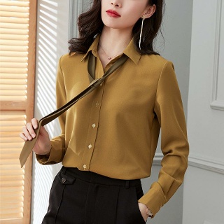 타이블라우스 리본 블라우스 쉬폰 여성 결혼식 셔츠 하객룩 리본타이 정장 카라
