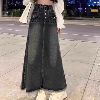 데님스커트 캐주얼 청치마 A라인 빈티지 그레이블루 cvs4178