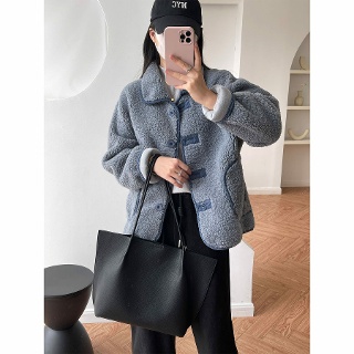 짜리점 여자 키작녀 바람막이 점퍼 울 맥이삭 램스 코트 카라 루즈핏 따뜻한 기모 일체형 패딩 꾹3