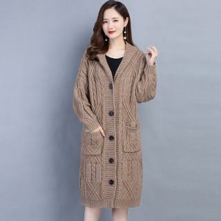 짜리점 여자데일리룩 카디건 후드 롱 KUK4 키작 가을겨울 꽈베기 니트