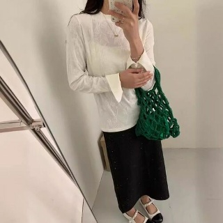 짜리점 여자 키작녀 라운드넥티 라운드 얇은 봄여름 긴팔 이너 롱슬리브 티셔츠 꾹2