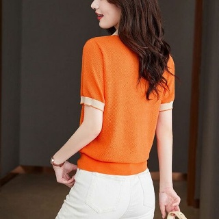 에네로 데님셔츠 여성 무지 아이스 예쁜 카라 반팔티 파스텔 UNO2
