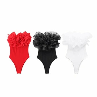 마르소 레이스블라우스 가을 일자넥 바디슈트 골지바디 봄 UNO1