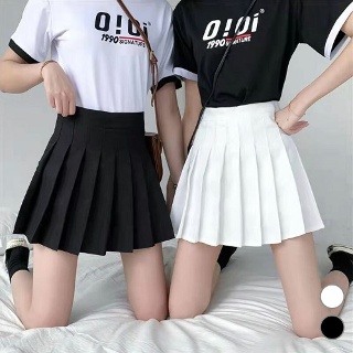 여성 하이웨스트 플리츠 테 스커트