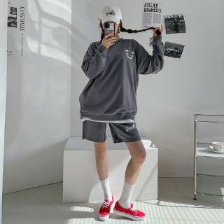 여성 트레이닝 세트 헬스복 커플 맨투맨 반바지 셋업
