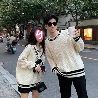 화이트 커플룩 트윈룩 봄가을 겨울 빅사이즈 시밀러룩 니트 부부 남여