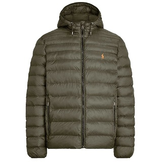 Polo Ralph Lauren 남성용 경량 Bleeker 다운 재킷, 다크 로덴 (후드 포함)