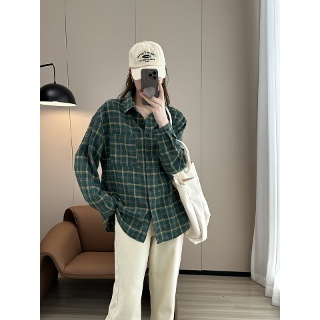 손오공 여자데일리룩 셔츠 체크 코디 카디건 루즈핏 캐주얼 봄가을 KUK1 키작