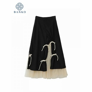프릴스커트 주름치마 여성 쉬폰 플레어 스커트 여성용 하라주쿠 레이스업 블랙 스커트하이 웨이스트 가루 스트리트