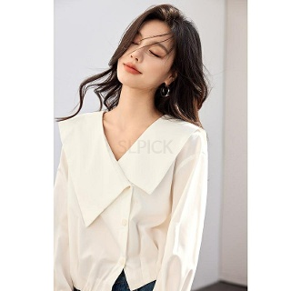YSMALL 여성 빅카라 퍼프 블라우스 핀턱 텐셀 홀릭 봄 오피스룩