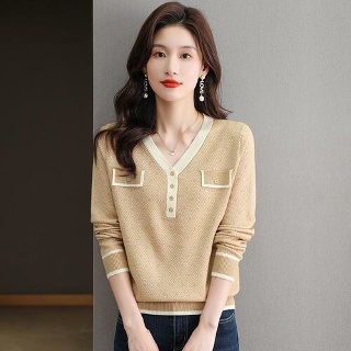 마요 브이넥니트 가을 여자 스웨터 브이넥 루즈핏 봄 니트 가을 긴팔 UNO3