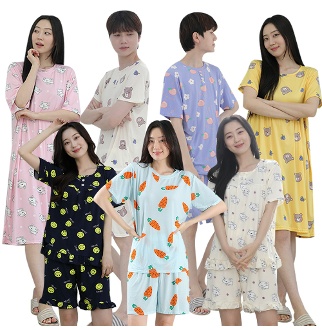 여성 남성 쿨 아이스 냉감 스판 잠옷 세트 남녀공용 여성 빅사이즈 파자마 여름 원피스 피치 ops 시원한