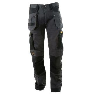 DEWALT 남성용 Barstow 프로 스트레치, 슬림 핏, 홀스터 포켓, 작업 바지, 그레이/블랙.