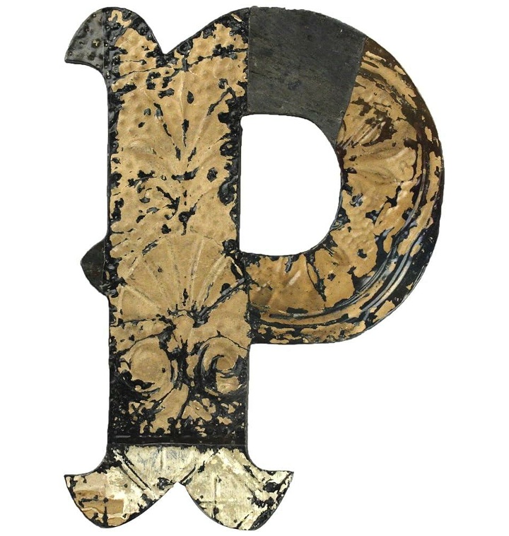 Zentique Medieval Patched Metal Letter Monogrammed P - 티몬