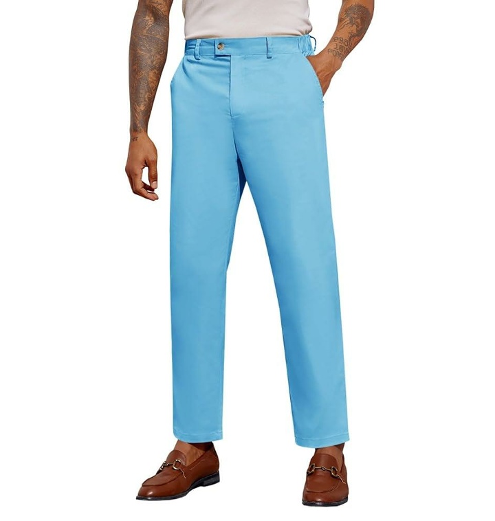 PASLTER Mens Chinos Pants Flat Front Slim Fit Cotton Stretch - 티몬